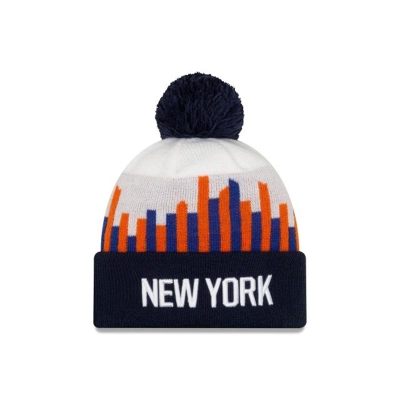 New York Knicks Gorra | New Era 2019 NBA Authentics City Series Holiday Pack Pom Knit Beanie Mexico - Blancos